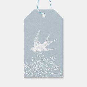 Swallow Bird Flying over Olive Branches Gift Tags