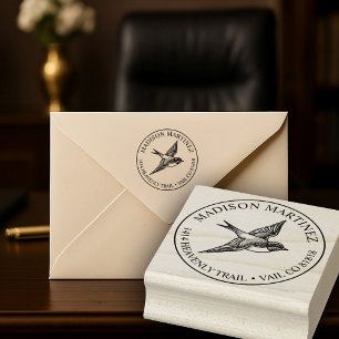 Swallow Bird Return Address Elegant Flight Rubber Stamp