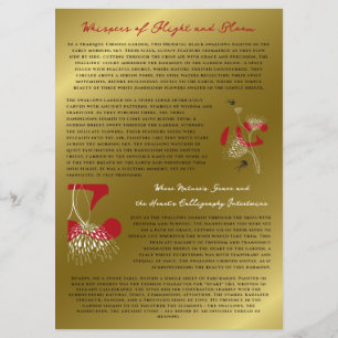 Swallow Birds & Chinese Heart Oriental Floral Gold Flyer