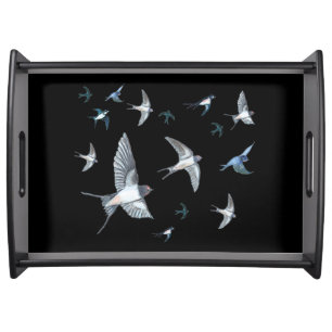 Swallow Birds Flying Illustration Serving Tray