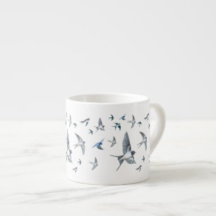 Swallow Birds in Flight Illustration Espresso Cup