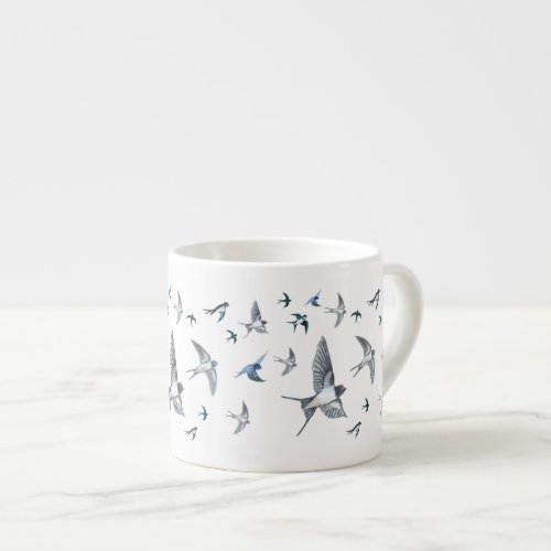Swallow Birds in Flight Illustration   Espresso Cup