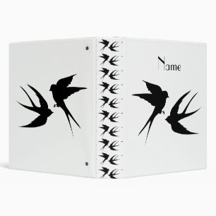 Swallow Birds Silhouettes Thunder_Cove 3 Ring Binder