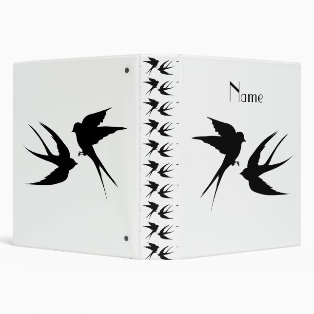 Swallow Birds Silhouettes Thunder_Cove  3 Ring Binder (Background)
