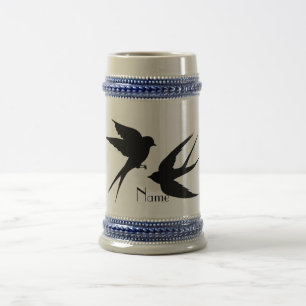 Swallow Birds Silhouettes Thunder_Cove Beer Stein