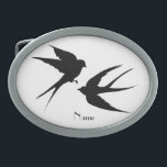 Swallow Birds Silhouettes Thunder_Cove  Belt Buckle<br><div class="desc">Swallow Birds Silhouettes courting flight,  to personalize by changing to your name on  any background color</div>