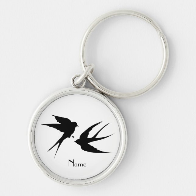 Swallow Birds Silhouettes Thunder_Cove Keychain (Front)
