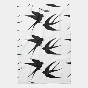 Swallow Birds Silhouettes Thunder_Cove   Kitchen Towel