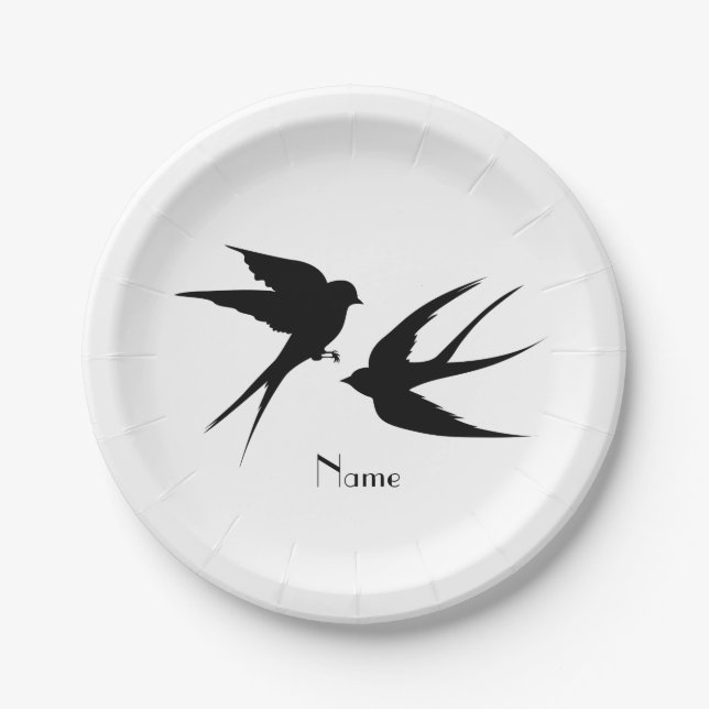 Swallow Birds Silhouettes Thunder_Cove  Paper Plates (Front)
