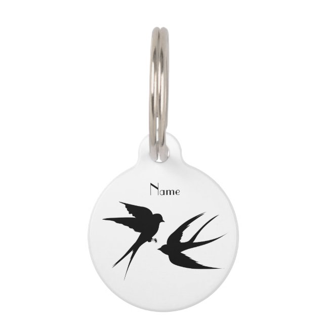 Swallow Birds Silhouettes Thunder_Cove   Pet ID Tag (Front)