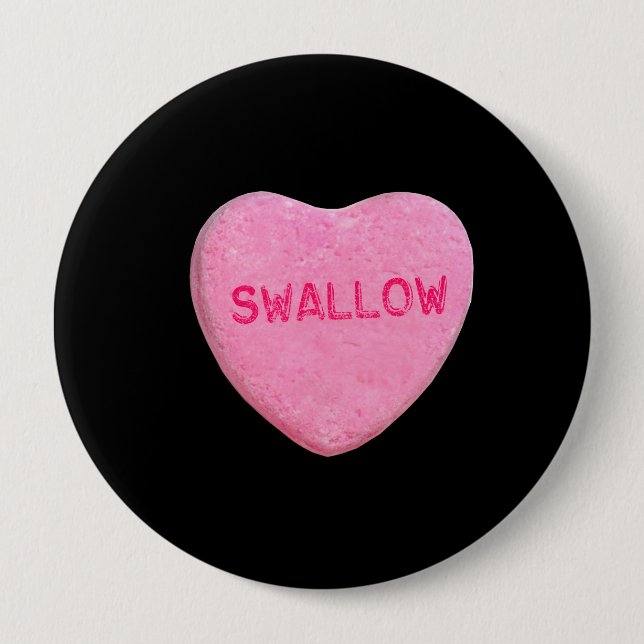 Swallow Candy Heart Button (Front)