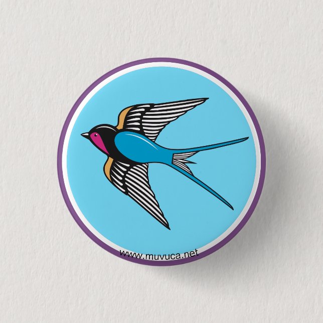 Swallow in blue sky button (Front)