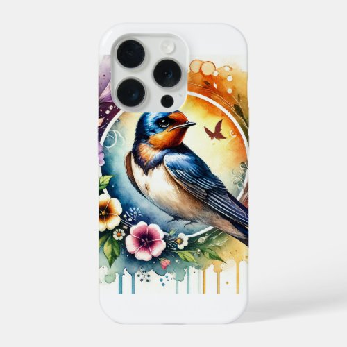 Swallow in Flight 180624AREF106 _ Watercolor iPhone 15 Pro Case