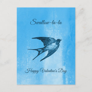 Swallow la-la naughty Valentine's Day Holiday Postcard