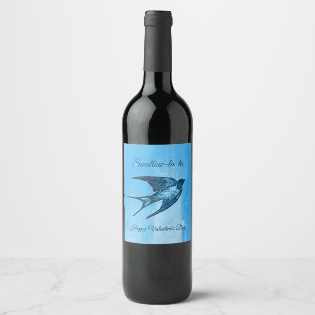 Swallow la-la naughty Valentine's Day Wine Label (Front)