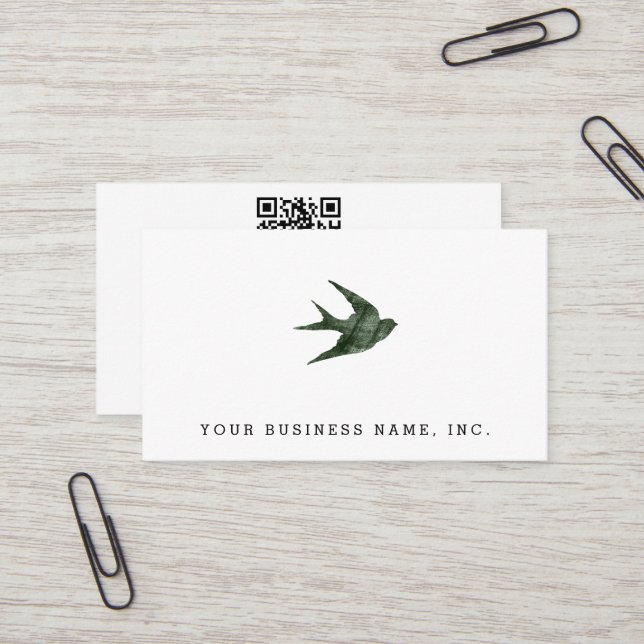 Swallow (Letterpress Style) Business Card (Front/Back In Situ)