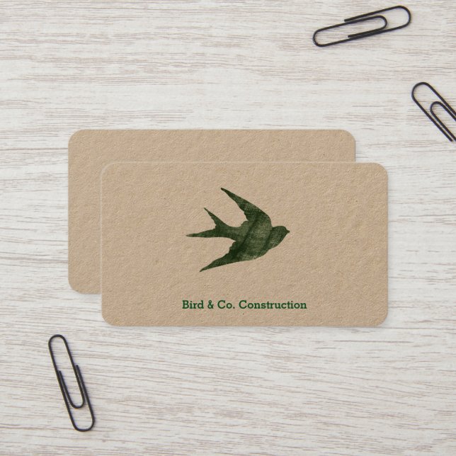 Swallow (Letterpress Style) Business Card (Front/Back In Situ)