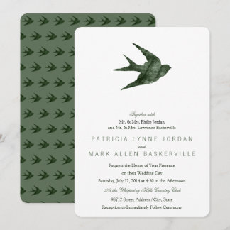 Swallow (Letterpress Style) Repeating Elegant Invitation