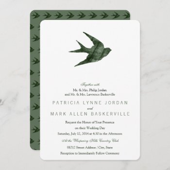 Swallow (letterpress Style) Repeating Elegant Invitation by TerryBain at Zazzle