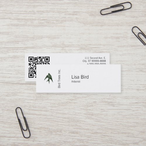 Swallow Letterpress Style with QR code Mini Business Card