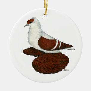 Swallow:  Red Fullhead Pigeon Ceramic Ornament