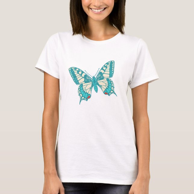 Swallow-tail butterfly graphic inked t-shirt (Front)