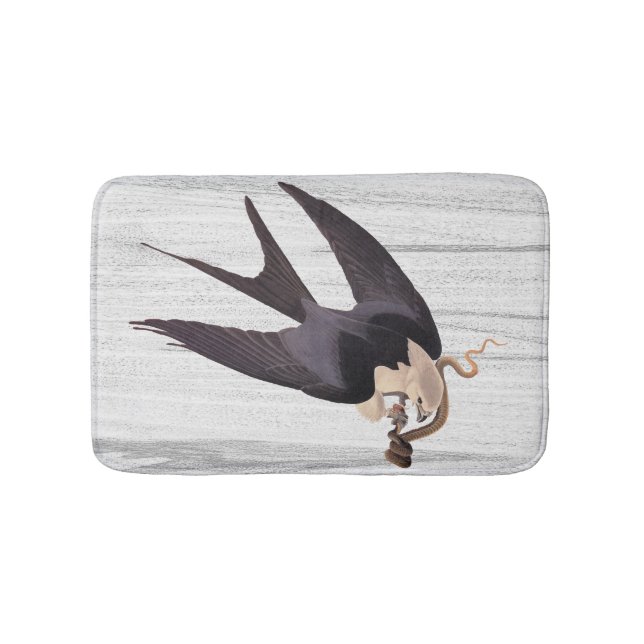 Swallow Tailed Hawk with Snake on Rustic Gray Bath Mat (Front)
