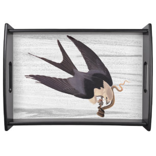 Swallow Tailed Hawk with Snake on Rustic Gray Serving Tray
