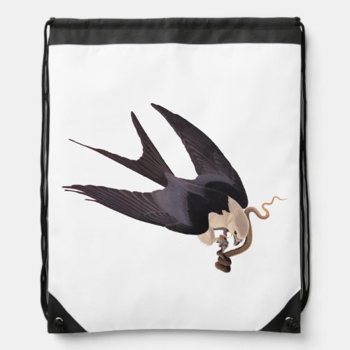 Swallow Tailed Hawk with Snake Vintage Audubon Drawstring Bag