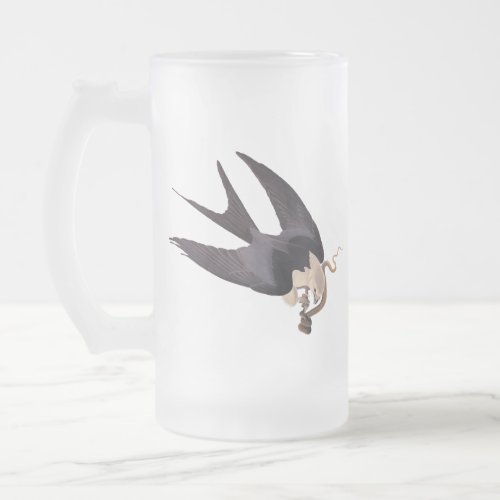 Swallow Tailed Hawk with Snake Vintage Audubon Frosted Glass Beer Mug