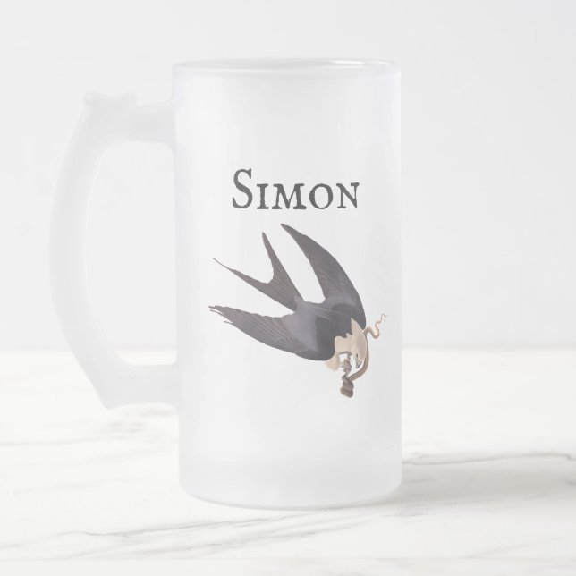 Swallow Tailed Hawk with Snake Vintage Audubon Frosted Glass Beer Mug (Left)
