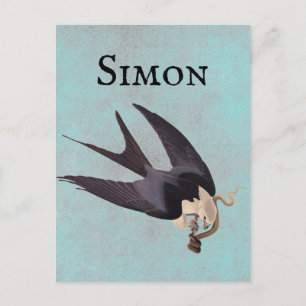 Swallow Tailed Hawk with Snake Vintage Audubon Postcard