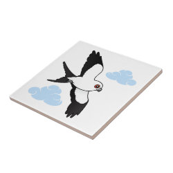 Swallow-tailed Kite in flight Small Ceremic Tile (4.25