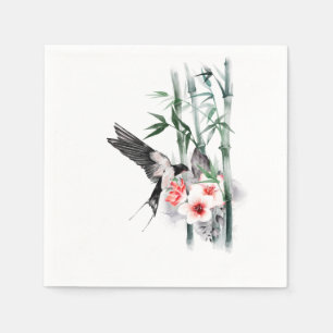 Swallow with Bamboo and flowers Classic Napkins