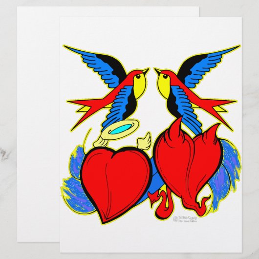 Swallows and Hearts Tattoo (Front/Back)