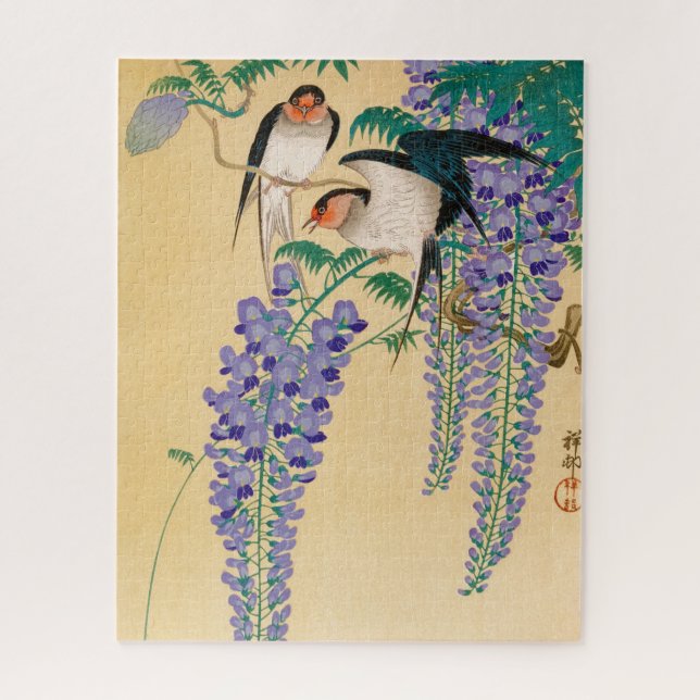 Swallows and Wisteria by Ohara Koson Jigsaw Puzzle (Vertical)