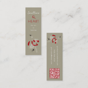 Swallows Birds Chinese Heart Oriental Kanji Floral Mini Business Card