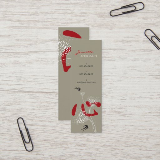 Customizable Swallows Birds Chinese Heart Oriental Kanji Floral Business Card Template