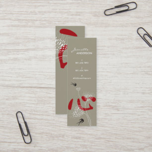 Swallows Birds Chinese Heart Oriental Kanji Floral Mini Business Card