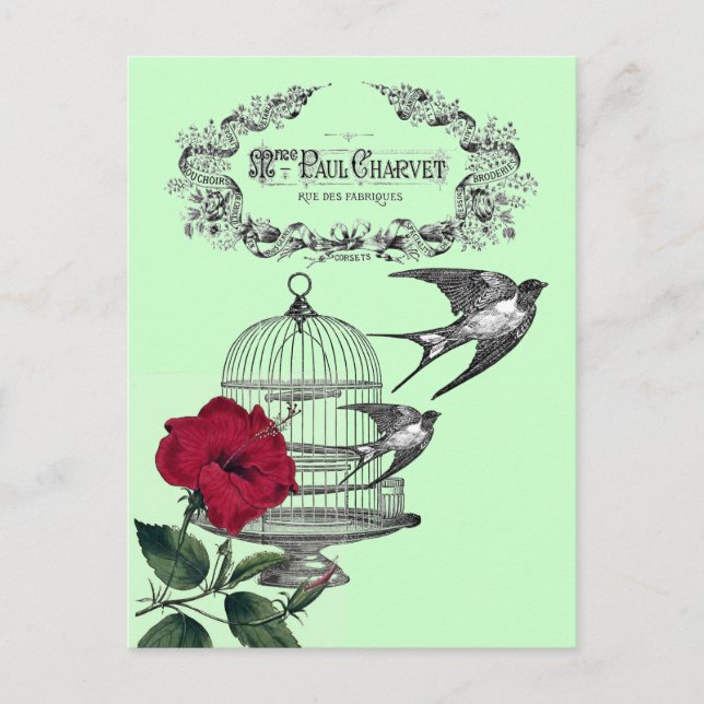 Swallows in Flight Collage Postcard (Front)