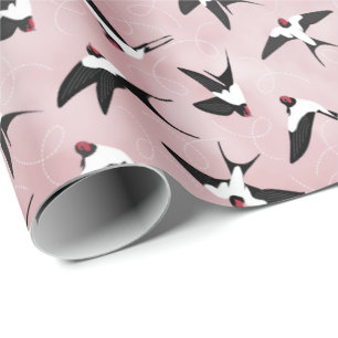 Swallows in the sky -Pink - Big scale Wrapping Paper