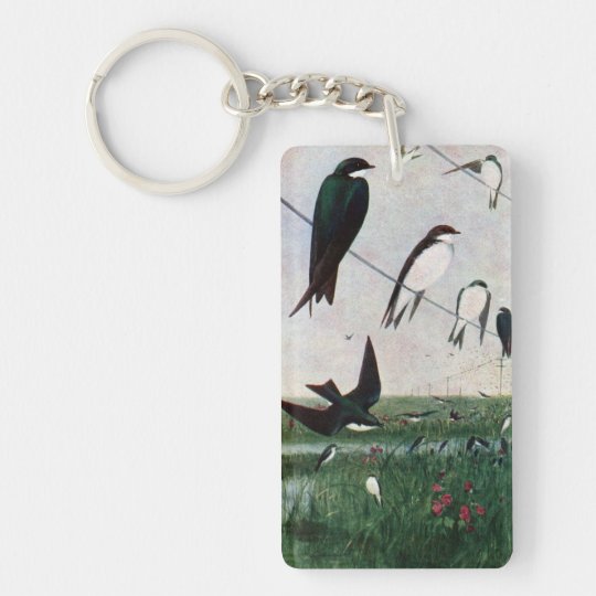 Swallows on a Power Line Keychain