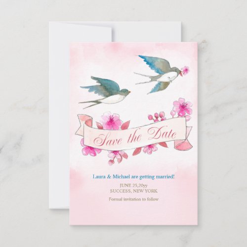 Swallows Save the Date Wedding Announcement