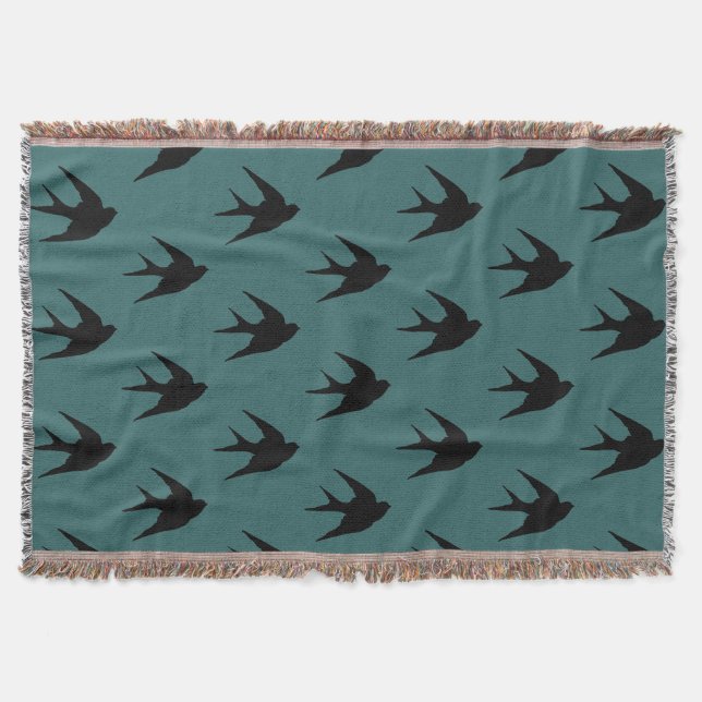 Swallows Silhouette Throw Blanket (Front)