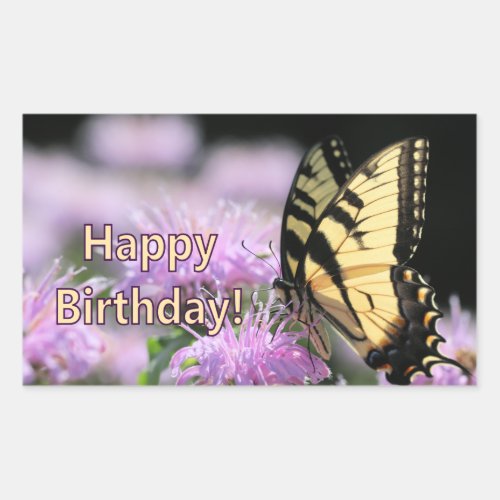Swallowtail butterfly birthday wishes rectangular sticker