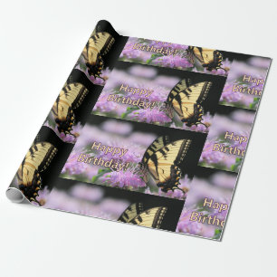 Swallowtail butterfly birthday wishes wrapping paper