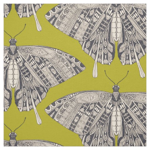 swallowtail butterfly citron basalt fabric