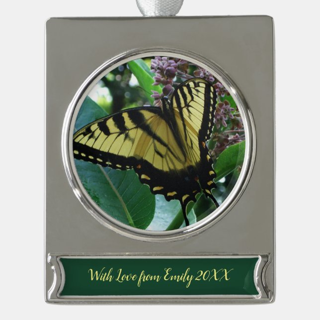 Swallowtail Butterfly I on Milkweed at Shenandoah Silver Plated Banner Ornament (Front)