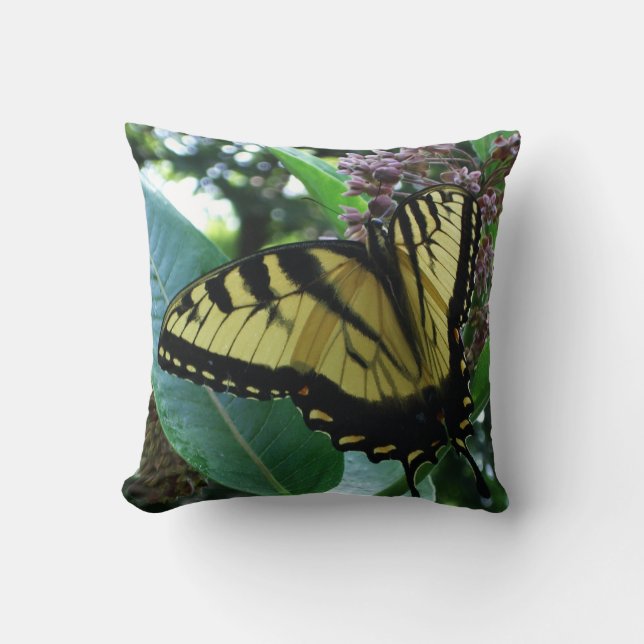 Swallowtail Butterfly I on Milkweed at Shenandoah Throw Pillow (Front)