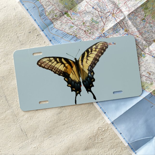 Swallowtail Butterfly III Beautiful Colorful Photo License Plate (In Situ)